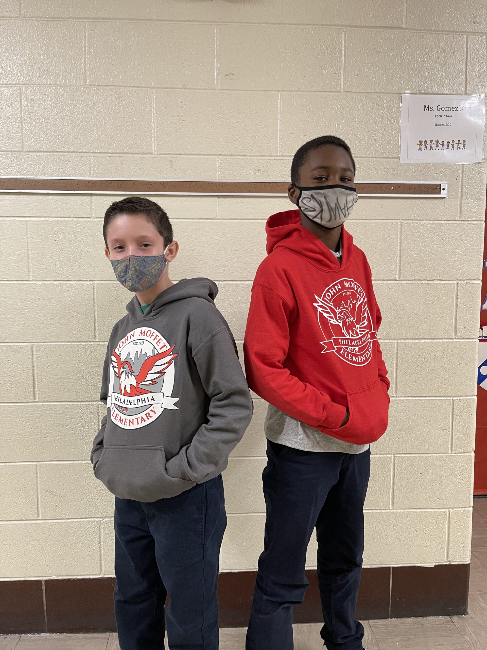 2 students modeling Moffet hoodies
