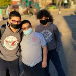 3 students in Moffet attire